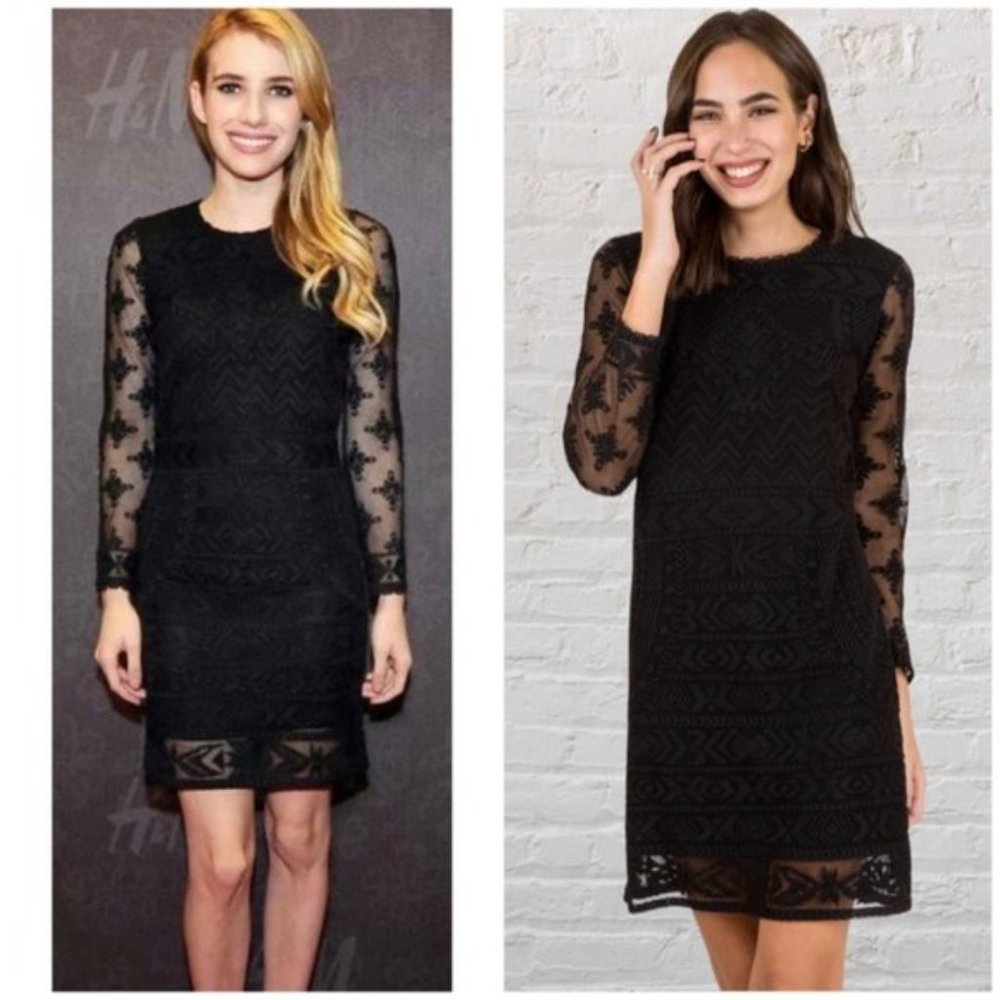 Isabel Marant x H&M Women Black Lace Longsleeve Crewneck Mini Dress